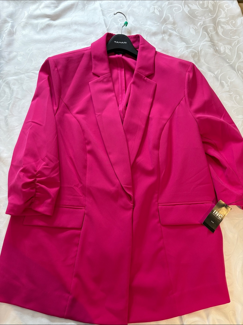 INC International Concepts Bright Fuchsia Open-Front Blazer - ladies